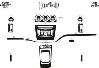 Накладки на панель (великий комплект) Титан для Ford Connect 2010-2013 рр