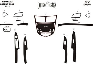 Накладки на панель Алюміній для Hyundai Accent 2011-2017 рр