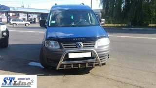 Кенгурятник WT003 (нерж) 60мм, з написом для Volkswagen Caddy 2004-2010 рр
