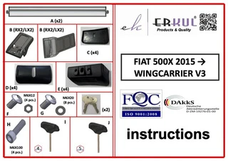 Поперечени у штатні рейлінги під ключ Wingbar V3 (2 шт) Чорні для Fiat 500X