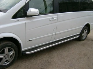 Бокові пороги Альянс (2 шт., алюм) Коротка/Середня бази для Mercedes Viano 2004-2014 рр