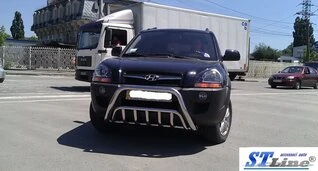 Кенгурятник WT002 (нерж.) для Hyundai Tucson JM 2004- рр