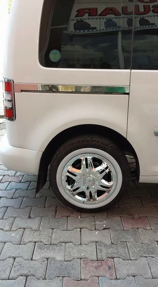 Молдинги під зсувну двері (2 шт., нерж) Коротка база для Volkswagen Caddy 2004-2010 рр