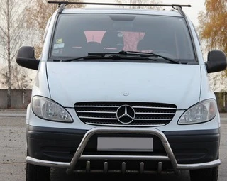 Кенгурятник WT003 з вусами (нерж.) для Mercedes Vito W639 2004-2014 рр