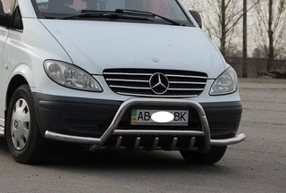 Кенгурятник WT003 з вусами (нерж.) для Mercedes Vito W639 2004-2014 рр