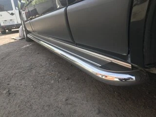 Бокові пороги Premium (2 шт., нерж.) 60 мм, довга база для Renault Trafic 2001-2015 рр