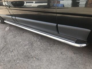 Бокові пороги Premium (2 шт., нерж.) 60 мм, довга база для Nissan Primastar 2002-2014 рр