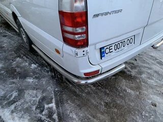 Бічні труби за заднім колесом кутові (2 шт, нерж) Long для Mercedes Sprinter W906 2006-2018 рр