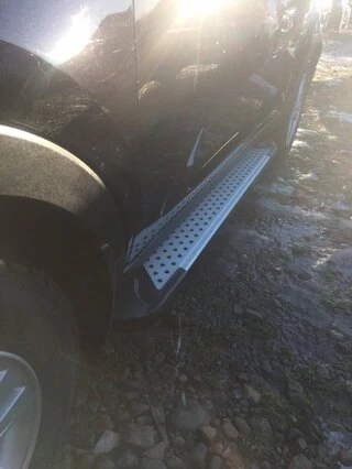 Бокові пороги Allmond Grey (2 шт., алюм.) для Kia Sportage 2010-2015 рр