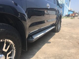 Бокові пороги Allmond Grey (2 шт., алюміній) для Toyota Hilux 2006-2015 рр