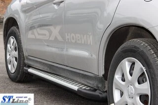 Бокові пороги Allmond Grey (2 шт., алюм.) для Mitsubishi ASX 2010-2023 рр