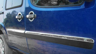 Молдинг дверний Вузька модель (4 шт, нерж) OmsaLine - Італійська нержавійка для Fiat Doblo I 2005-2010 рр