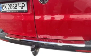 Накладки на задній бампер з загином (Carmos V1, сталь) для Volkswagen T5 Multivan 2003-2010 рр