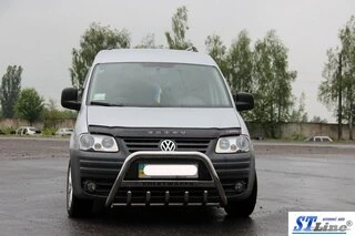 Кенгурятник WT003 (нерж) 60мм, з написом для Volkswagen Caddy 2004-2010 рр