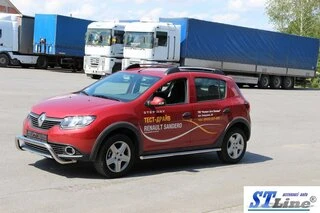 Бічні труби BB001 (2 шт., нерж) 60 мм для Renault Sandero 2013-2022 рр