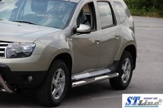 Бічні труби з втавками (2 шт., нерж.) для Dacia Duster 2008-2018 рр