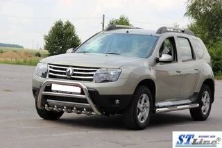 Бічні труби з втавками (2 шт., нерж.) для Dacia Duster 2008-2018 рр