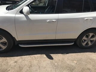 Бокові пороги Tayga Grey (2 шт., алюміній) для Hyundai Santa Fe 2 2006-2012 рр