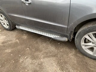 Бокові пороги Allmond Grey (2 шт., алюм.) для Hyundai Santa Fe 2 2006-2012 рр