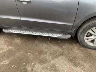 Бокові пороги Allmond Grey (2 шт., алюм.) для Hyundai Santa Fe 2 2006-2012 рр