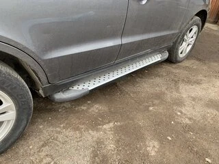 Бокові пороги Allmond Grey (2 шт., алюм.) для Hyundai Santa Fe 2 2006-2012 рр