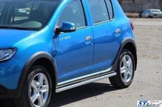 Бічні труби BB001 (2 шт., нерж) 60 мм для Renault Sandero 2013-2022 рр