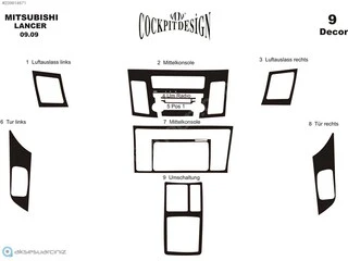 Накладки на панель (Meric) Титан для Mitsubishi Lancer X 2008- рр