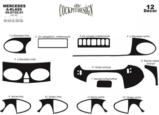 Накладки на панель (1997-2001) дерево для Mercedes A-сlass W168 рр