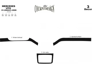Накладки на панель (Meric, смужки) для Mercedes Viano 2004-2014 рр