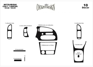 Накладки на панель Алюміній для Mitsubishi Colt 1996-2004 рр