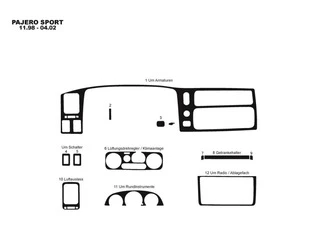 Накладки на панель (1996-2002) Титан для Mitsubishi Pajero Sport рр