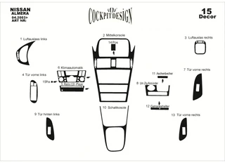 Накладки на панель (03-06) Карбон для Nissan Almera N16 2000-2006 рр