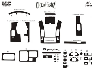 Тюнінг салону (36 деталей) Алюміній для Nissan Navara 2006-2015 рр