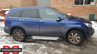 Бокові пороги Allmond Grey (2 шт., алюм.) для Honda CRV 2007-2011 рр