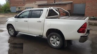 Бокові пороги Allmond Grey (2 шт., алюміній) для Toyota Hilux 2015- рр