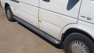 Бокові пороги Premium (2 шт., нерж.) Довга база, d60 для Volkswagen LT 1995-2006 рр
