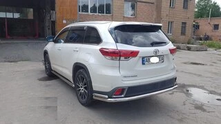 Задній захист AK005-2 (2 шт., нерж) для Toyota Highlander 2013-2019 рр