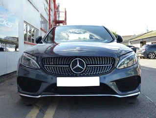 Передня решітка Diamond Silver 2018-2025, без камери для Mercedes C-сlass W205 рр