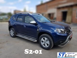 Бокові пороги Premium (2 шт., нерж.) Ø60 для Dacia Duster 2018-2024 рр