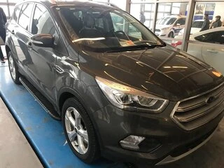 Бокові пороги Bosphorus Grey (2 шт., Алюміній) З чорним листям на дверях для Ford Kuga/Escape 2013-2019 рр