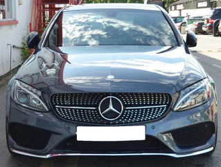 Передня решітка Diamond Silver 2018-2025, без камери для Mercedes C-сlass W205 рр
