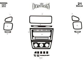 Накладки на панель дерево для Skoda Yeti 2009-2017 рр