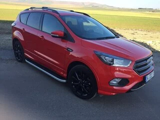 Бокові пороги Tayga Grey (2 шт., Алюміній) З чорним листям на дверях для Ford Kuga/Escape 2013-2019 рр