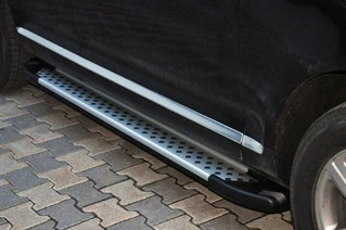 Бокові пороги Allmond Grey (2 шт., алюм) для Volkswagen Touareg 2002-2010 рр