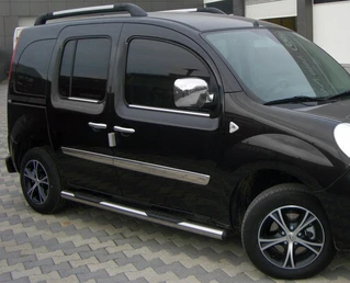 Бічні труби BB002 (2 шт., нерж.) 60 мм, довга база для Renault Kangoo 2008-2020 рр