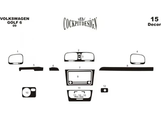 Накладки на панель (основний) Чорний колір для Volkswagen Golf 6