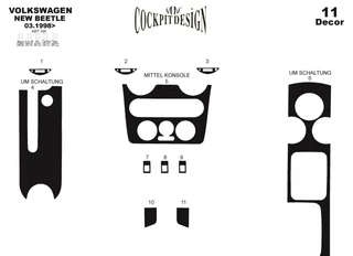 Накладки на панель Алюміній для Volkswagen Beetle 1998-2005 рр