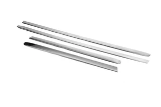 Молдинг дверний Вузька модель (4 шт, нерж) OmsaLine - Італійська нержавійка для Fiat Doblo I 2005-2010 рр