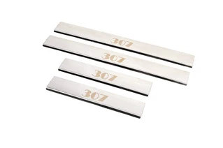 Накладки на пороги Carmos V1 (4 шт, сталь) для Peugeot 307