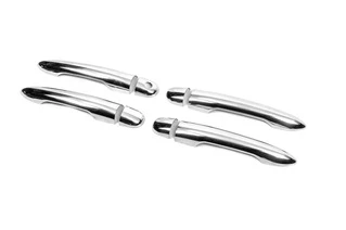 Накладки на ручки (нерж.) 4 шт, OmsaLine - Італійська нержавейка (з отвором) для Renault Clio III 2005-2012 рр